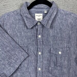 Murano Baird McNutt Shirt Mens‎ XL Blue Chambray Slim Fit Linen Beach Preppy